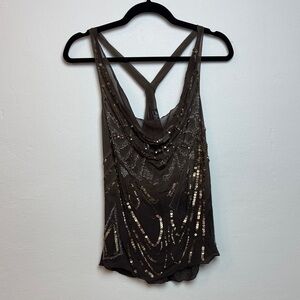 All Saints Spitalfields ELENA TOP - Silk Metallic Sequin Embellished Camisole
